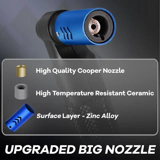 Alt view image 5 of 6 - Luxgaze Butane Torch Kitchen Torch Lighter Refillable Big Jet Flame Mini Blow Torch Portable Crème Brulee Torch for Camping Grill Culinary Soldering Cooking Welding BBQ(Gas not Included) Blue