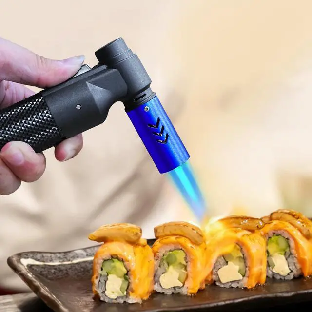 Alt view image 6 of 6 - Luxgaze Butane Torch Kitchen Torch Lighter Refillable Big Jet Flame Mini Blow Torch Portable Crème Brulee Torch for Camping Grill Culinary Soldering Cooking Welding BBQ(Gas not Included) Blue