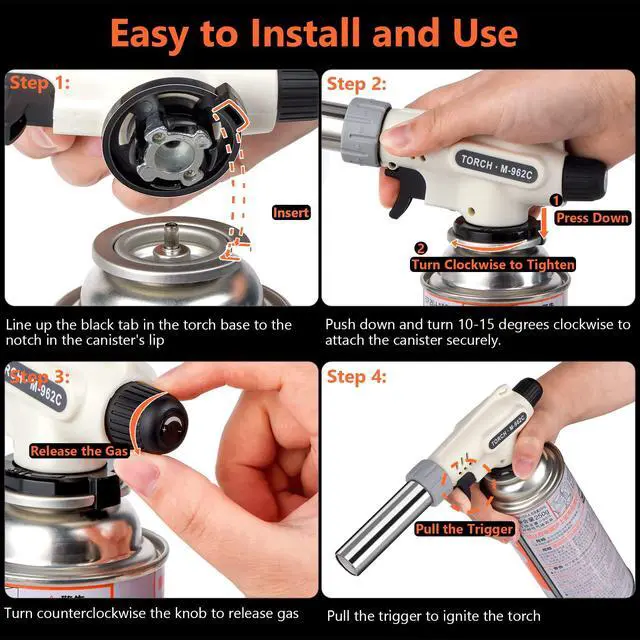 Alt view image 2 of 6 - Striludo Culinary Professional Kitchen Butane Torch, Upgrade Creme Brulee Blow Torch for Cooking, Adjustable Flame with Reverse UseButane Gas Not Included