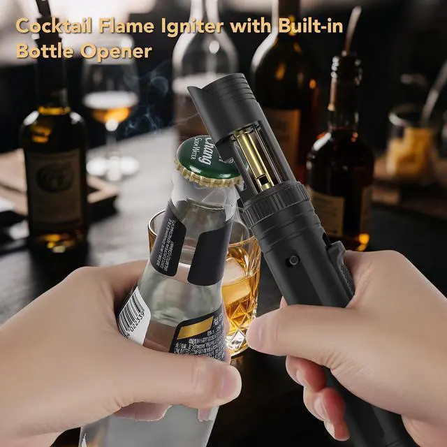 Alt view image 3 of 7 - Semlos Butane Torch Lighter, Mini Blow Torch- 360° All-Direction Use, Adjustable Continuous Jet Flame, Torch Lighter with Bottle Opener for Home Cooking, Outdoor Camping & DIY Projects