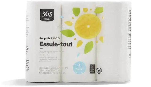 Alt view image 2 of 4 - 365 by Whole Foods Market, 100% Recycled Jumbo Paper Towels, Ultra-Strong, 135 Sheets per Roll, 3 Count
