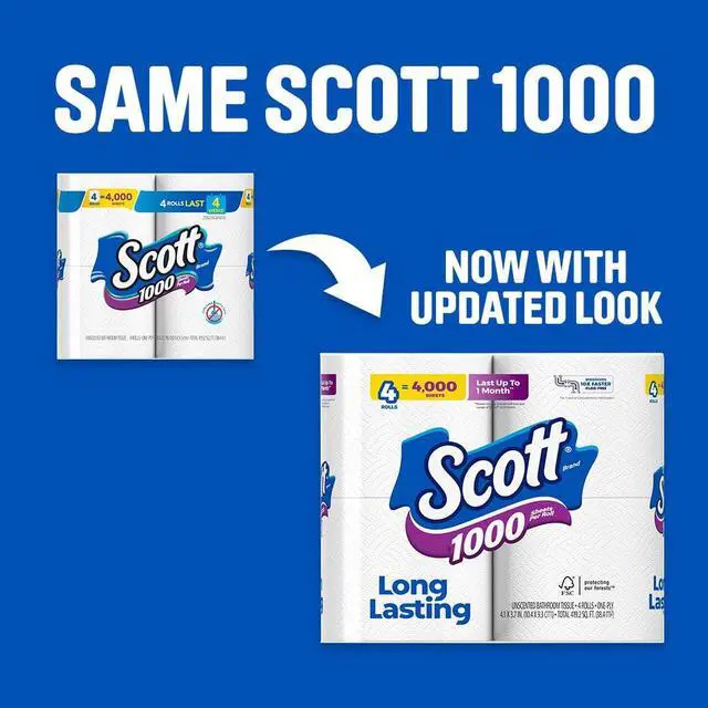 Alt view image 3 of 7 - Scott 1000 Sheets Per Roll, 8 Toilet Paper Rolls, Bath Tissue
