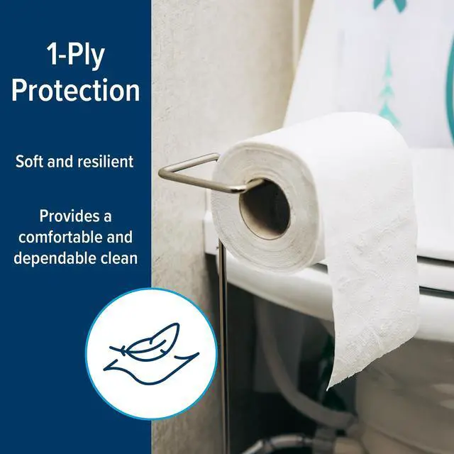 Alt view image 4 of 7 - Camco Camper/RV Toilet Paper - Sewer-Safe, Septic-Safe & Biodegradable - Designed for Camper, Trailer & Marine Sanitation Systems - 1-Ply Tissue | 4 Toilet Paper Rolls 280 Sheets per Roll (40275)