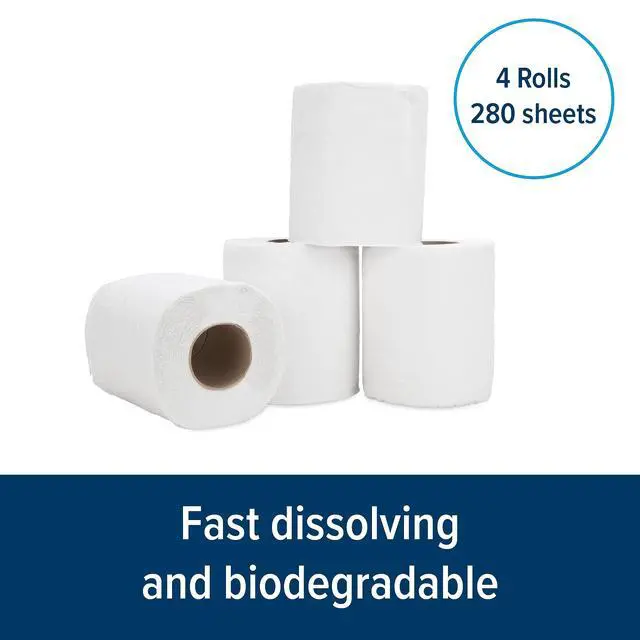 Alt view image 6 of 7 - Camco Camper/RV Toilet Paper - Sewer-Safe, Septic-Safe & Biodegradable - Designed for Camper, Trailer & Marine Sanitation Systems - 1-Ply Tissue | 4 Toilet Paper Rolls 280 Sheets per Roll (40275)