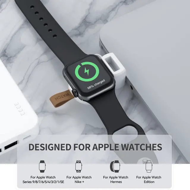 Alt view image 2 of 7 - NEWDERY Charger for Apple Watch Travel iWatch USB Wireless Charge, Portable Cordless Charger with Light Weight Magnetic Quick Charge for Apple Watch Ultra2/1 Series11 10 9 8 7 6 5 4 3 2 1 SE, White