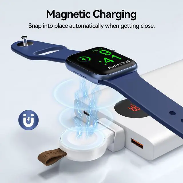 Alt view image 3 of 7 - NEWDERY Charger for Apple Watch Travel iWatch USB Wireless Charge, Portable Cordless Charger with Light Weight Magnetic Quick Charge for Apple Watch Ultra2/1 Series11 10 9 8 7 6 5 4 3 2 1 SE, White