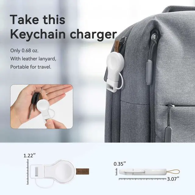 Alt view image 7 of 7 - NEWDERY Charger for Apple Watch Travel iWatch USB Wireless Charge, Portable Cordless Charger with Light Weight Magnetic Quick Charge for Apple Watch Ultra2/1 Series11 10 9 8 7 6 5 4 3 2 1 SE, White