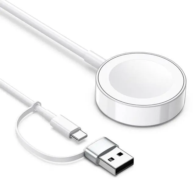 Main image of 2026 Upgraded for Apple Watch Charger Cable, Magnetic iWatch Charging Cord 3.3FT with USB-C to USB-A Adapter 2-in-1, Compatible with iWatch Series Ultra/11/10/9/8/7/SE/6/5/4/3/2, White
