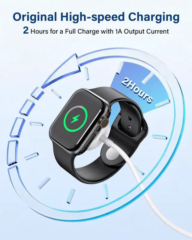 Alt view image 2 of 6 - 2026 Upgraded for Apple Watch Charger Cable, Magnetic iWatch Charging Cord 3.3FT with USB-C to USB-A Adapter 2-in-1, Compatible with iWatch Series Ultra/11/10/9/8/7/SE/6/5/4/3/2, White