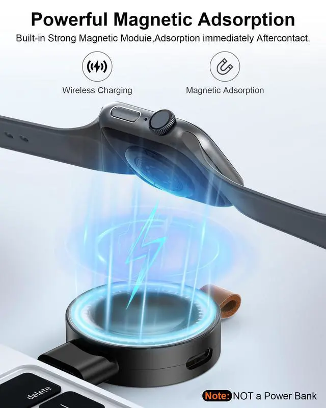Alt view image 3 of 7 - USB C Apple Watch 11/Ultra3 Charger for Car Magsafe iWatch Wireless Charger
