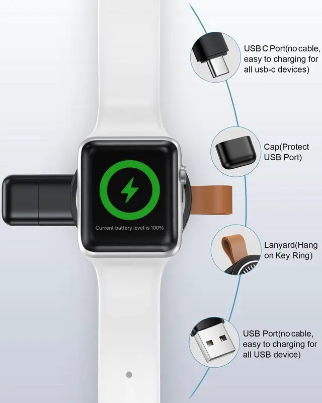 Alt view image 4 of 7 - USB C Apple Watch 11/Ultra3 Charger for Car Magsafe iWatch Wireless Charger