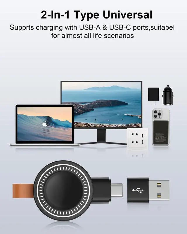 Alt view image 7 of 7 - USB C Apple Watch 11/Ultra3 Charger for Car Magsafe iWatch Wireless Charger