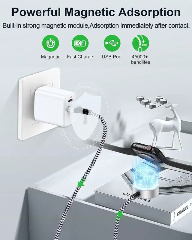 Alt view image 4 of 7 - Smartwatch Car Charger Cable for Apple Watch Series 11 Ultra 3 10 9 8 7 SE