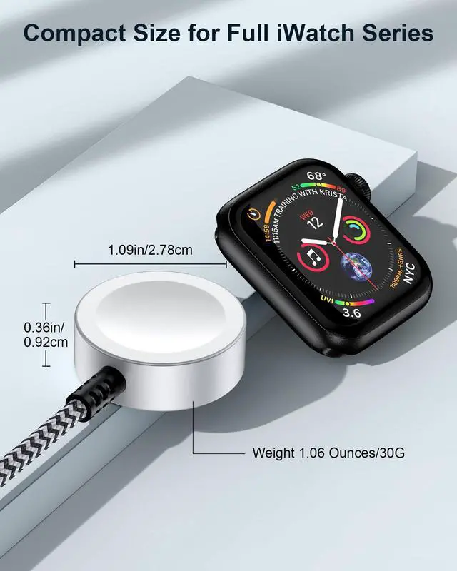 Alt view image 6 of 7 - Smartwatch Car Charger Cable for Apple Watch Series 11 Ultra 3 10 9 8 7 SE
