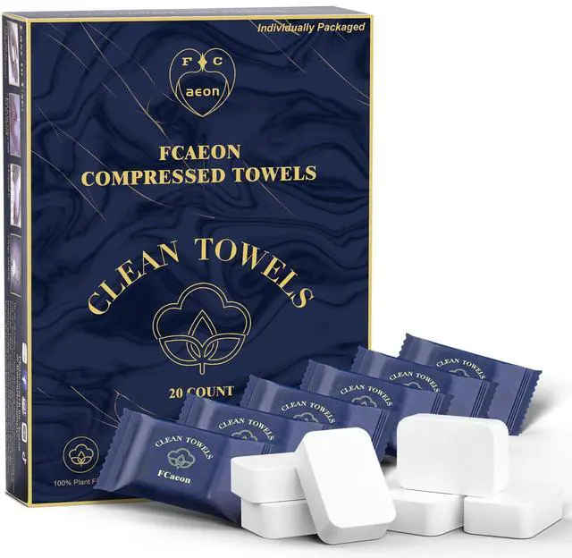 Main image of Disposable Face Towel Compressed Towel Tablets for Travel, 12x9 Inch Portable Mini Face Washcloths Reusable Biobased for Gym Hiking Camping Outdoors, Individually Wrapped