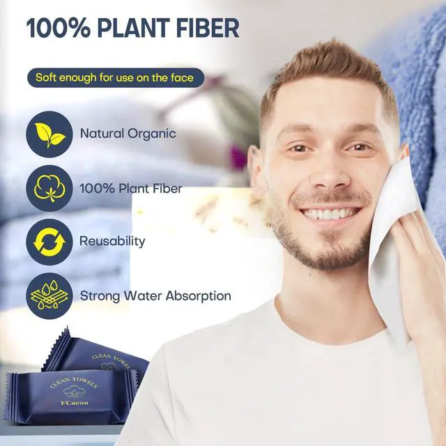 Alt view image 2 of 7 - Disposable Face Towel Compressed Towel Tablets for Travel, 12x9 Inch Portable Mini Face Washcloths Reusable Biobased for Gym Hiking Camping Outdoors, Individually Wrapped