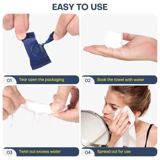 Alt view image 6 of 7 - Disposable Face Towel Compressed Towel Tablets for Travel, 12x9 Inch Portable Mini Face Washcloths Reusable Biobased for Gym Hiking Camping Outdoors, Individually Wrapped