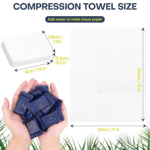 Alt view image 5 of 7 - Disposable Face Towel Compressed Towel Tablets for Travel, 12x9 Inch Portable Mini Face Washcloths Reusable Biobased for Gym Hiking Camping Outdoors, Individually Wrapped