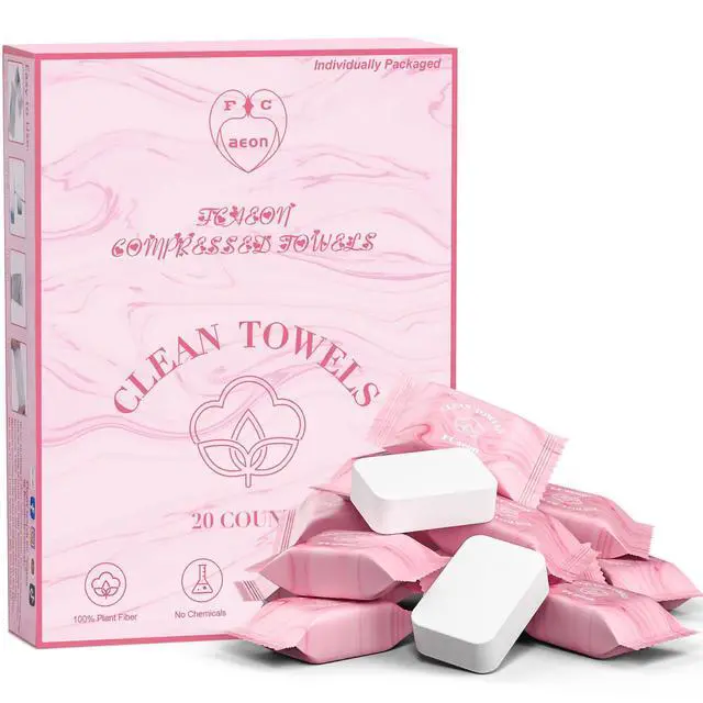 Main image of Disposable Face Towel Compressed Towel Tablets for Travel, 12x9 Inch Portable Mini Face Washcloths Reusable Biobased for Gym Hiking Camping Outdoors, Individually Wrapped