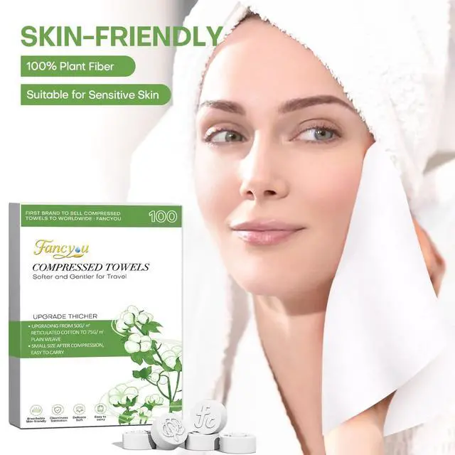 Alt view image 2 of 7 - Compressed Towel Tablets 100 Count, Thickened Disposable Face Towel Biodegradable Cotton Wash Cloths, Portable Mini Compressed Washcloths Coin Tissue for Travel, Gym, Home, Outdoor Activities