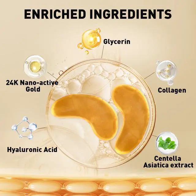 Alt view image 3 of 7 - CHMI Under Eye Patches (50 Pairs) - 24K Gold Eye Patches for Puffy Eyes, Dark Circles, EyeBags and Wrinkles, Collagen Skin Care Products, Beauty & Personal Care
