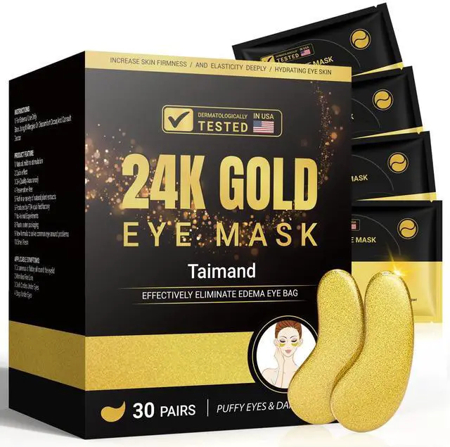 Main image of Taimand Under Eye Patches (30 Pairs), 24K Gold Under Eye Mask for Puffy Eyes, Dark Circles,Bags and Wrinkles with Collagen,Relieves Pressure and Reduces Wrinkles,Revitalises and Refreshes Your Skin