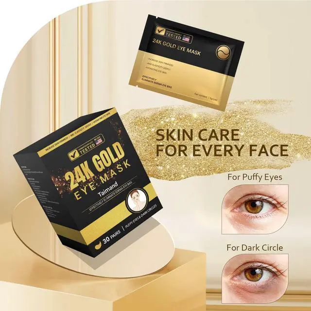 Alt view image 4 of 6 - Taimand Under Eye Patches (30 Pairs), 24K Gold Under Eye Mask for Puffy Eyes, Dark Circles,Bags and Wrinkles with Collagen,Relieves Pressure and Reduces Wrinkles,Revitalises and Refreshes Your Skin