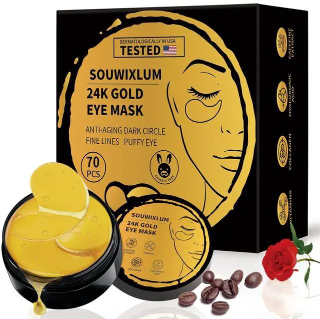 Main image of Under Eye Patches For Puffy Eyes 70PCS, 24K Gold Eye Mask For Dark Circles and Puffiness, Under Eye Mask Patches Skincare, Eye Gel Pads, Eye Patches For Wrinkles, Puffy Eyes Bags Treatment Women Men