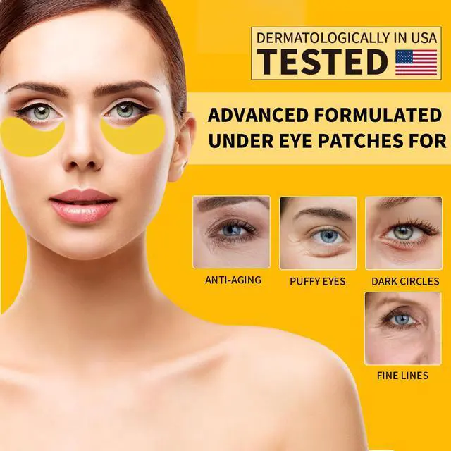 Alt view image 2 of 6 - Under Eye Patches For Puffy Eyes 70PCS, 24K Gold Eye Mask For Dark Circles and Puffiness, Under Eye Mask Patches Skincare, Eye Gel Pads, Eye Patches For Wrinkles, Puffy Eyes Bags Treatment Women Men