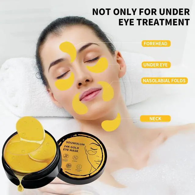 Alt view image 4 of 6 - Under Eye Patches For Puffy Eyes 70PCS, 24K Gold Eye Mask For Dark Circles and Puffiness, Under Eye Mask Patches Skincare, Eye Gel Pads, Eye Patches For Wrinkles, Puffy Eyes Bags Treatment Women Men