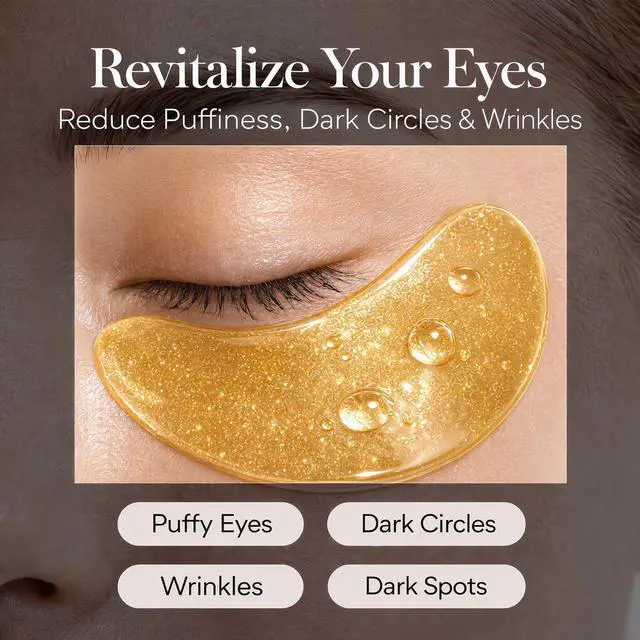 Alt view image 3 of 7 - 24K Gold Under Eye Patches (60 Pcs) - Collagen & Peptide Eye Masks for Dark Circles, Puffy Eyes & Wrinkles, Hydrating Cooling Eye Patches with Caffeine & Hyaluronic Acid, Suitable for Men & Women