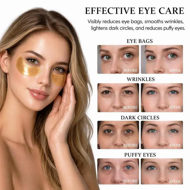 Alt view image 5 of 7 - 24K Gold Under Eye Patches (60 Pcs) - Collagen & Peptide Eye Masks for Dark Circles, Puffy Eyes & Wrinkles, Hydrating Cooling Eye Patches with Caffeine & Hyaluronic Acid, Suitable for Men & Women