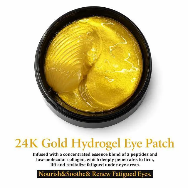 Alt view image 6 of 7 - 24K Gold Under Eye Patches (60 Pcs) - Collagen & Peptide Eye Masks for Dark Circles, Puffy Eyes & Wrinkles, Hydrating Cooling Eye Patches with Caffeine & Hyaluronic Acid, Suitable for Men & Women