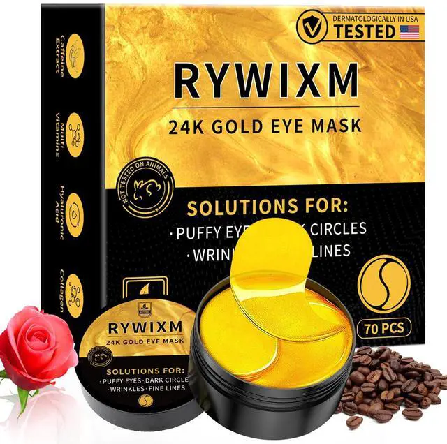 Main image of 24K Gold Eye Masks for Dark Circles and Puffiness 70PCS, Under Eye Patches for Puffy Eyes Treatment, Under Eye Mask w/Caffeine, Hyaluronic Acid, Peptides for Eye Bags Treatment, Eye Mask Skincare