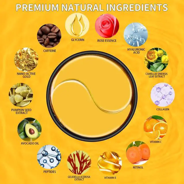 Alt view image 3 of 7 - 24K Gold Eye Masks for Dark Circles and Puffiness 70PCS, Under Eye Patches for Puffy Eyes Treatment, Under Eye Mask w/Caffeine, Hyaluronic Acid, Peptides for Eye Bags Treatment, Eye Mask Skincare