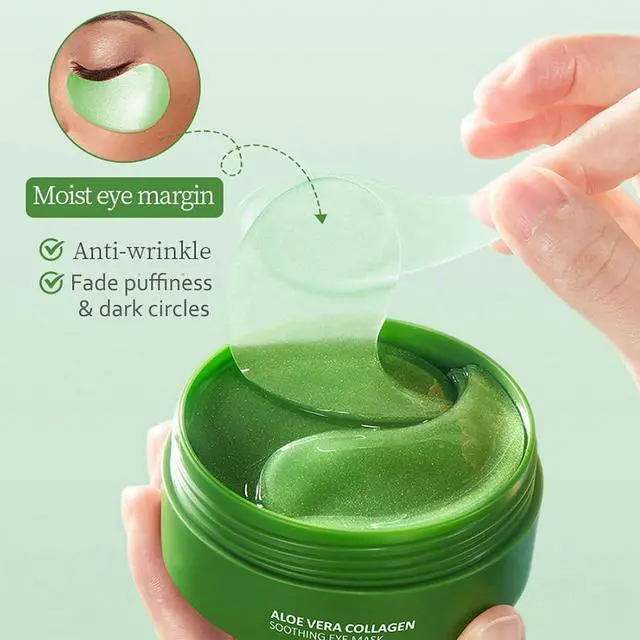 Alt view image 2 of 7 - Eakroo Under Eye Patches - 60PCS Aloe Vera Eye Patches for Puffy Eyes and Dark Circles, Eye Mask Skincare, Eye Patches for Women, Under Eye Mask, Parches Para Ojeras, Reduce Wrinkles and Fine Lines