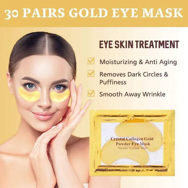 Alt view image 2 of 6 - NIYET 30 Pairs Under Eye Collagen Patches, Gold Moisturizing Under Eye Mask, Under Eye Gel Pads for dark circles and puffiness
