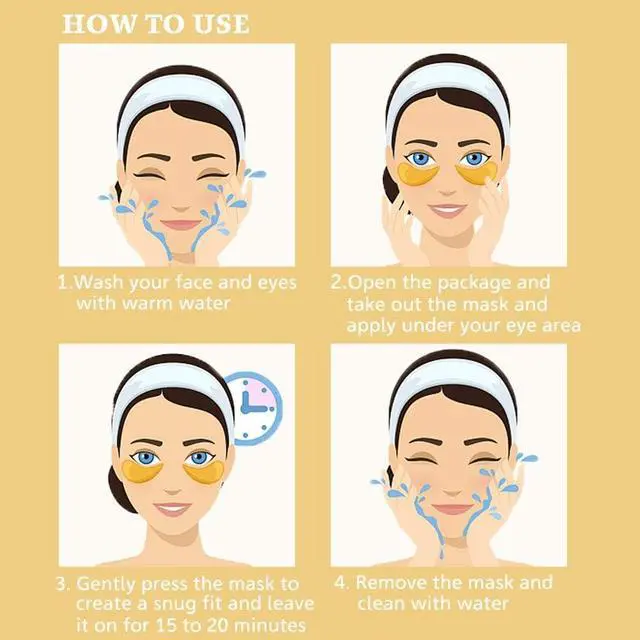 Alt view image 6 of 6 - NIYET 30 Pairs Under Eye Collagen Patches, Gold Moisturizing Under Eye Mask, Under Eye Gel Pads for dark circles and puffiness