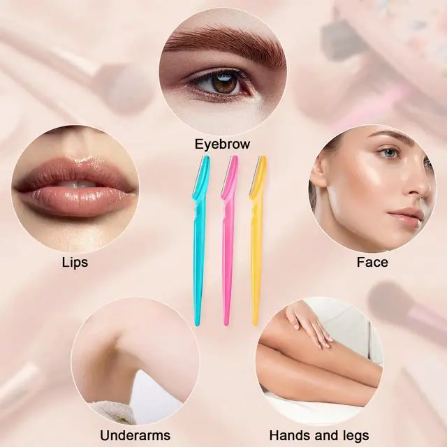 Alt view image 3 of 7 - HFATMOS Eyebrow Razor, Face Razors for Women Men Multipurpose Exfoliating Face Shaver Facial Hair Removal Tools Eyebrow Trimmer with Protective Cover 12 Pcs
