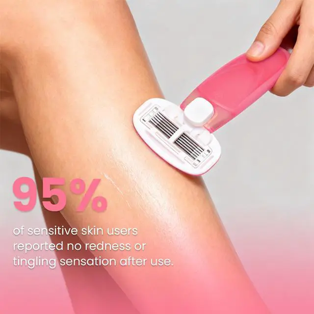Alt view image 4 of 7 - Keropy Women Razors moisturizing bar for Sensitive Skin, Travel Razors Shaving Kit Essential - 5-Blade for Sensitive Skin - Bikini, Legs, Underarms - 1 Handle & 3 Refill Cartridges - Pink