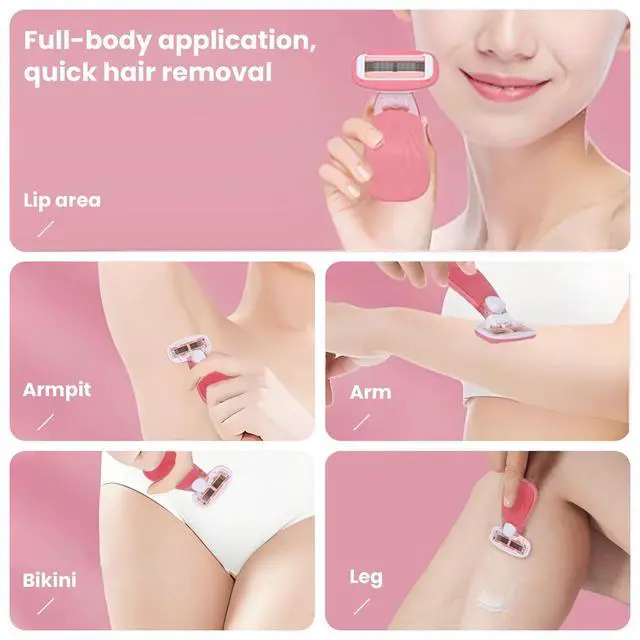 Alt view image 7 of 7 - Keropy Women Razors moisturizing bar for Sensitive Skin, Travel Razors Shaving Kit Essential - 5-Blade for Sensitive Skin - Bikini, Legs, Underarms - 1 Handle & 3 Refill Cartridges - Pink