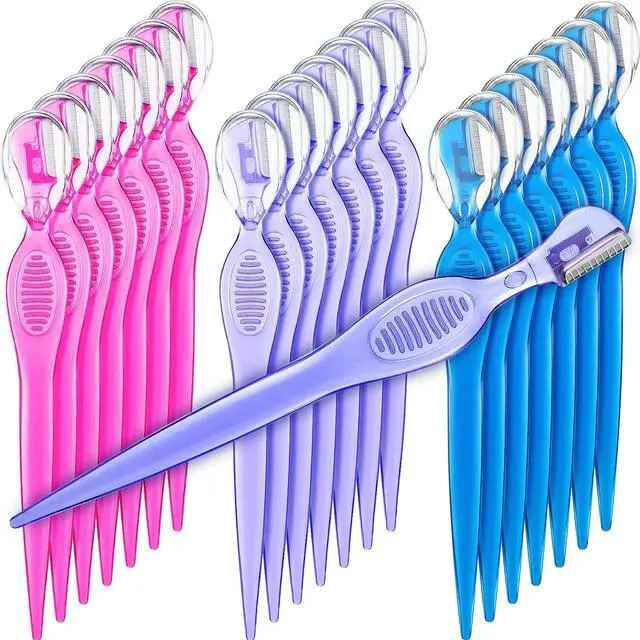 Main image of Mudder 21 Pcs Eyebrow Razor Eyebrow Shaver Facial Razor Multipurpose Face Trimmers with Precision Cover for Women Makeup Care Tools(Rose Red, Blue, Purple)