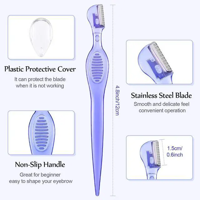Alt view image 2 of 5 - Mudder 21 Pcs Eyebrow Razor Eyebrow Shaver Facial Razor Multipurpose Face Trimmers with Precision Cover for Women Makeup Care Tools(Rose Red, Blue, Purple)