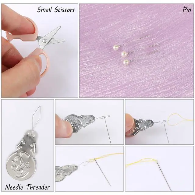 Alt view image 3 of 6 - MIDELONG Heart Shaped Portable Travel Sewing Repair Kit - Mini Box with Threads, Scissors, DIY Hand Sewing Needles, Pink