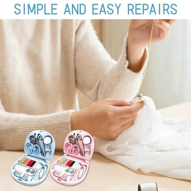 Alt view image 4 of 7 - OLLBIT Heart Shaped Travel Sewing Kit Mini,Pink Portable Travel Sewing Repair Kit,DIY Sewings Box with Scissors Pins Marking Pins Thread Tweezers Needles Buttons Threading Needle(1 Pcs(Pink Heart))