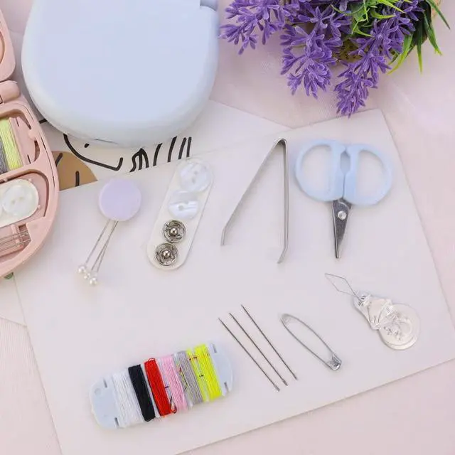Alt view image 6 of 6 - 2 Pack Min Travel Sewing Kit DIY Supplies Portable Tool Kits Plastic Box Beginner Friendly Emergency Repair with Threads Scissors Hand Needles