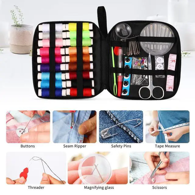 Alt view image 3 of 7 - Sewing Kit Basic,Marcoon Needle and Thread Kit with Sewing Supplies and Accessories for Adults,Beginner,Home,Travel,Emergency Including Scissors,Measure Tape,Needle Threader and More