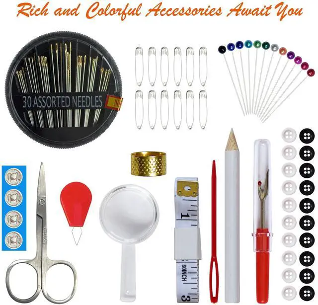 Alt view image 3 of 7 - Sewing Kit with Case Portable Sewing Supplies for Home Traveler, Adults, Beginner, Emergency, Contains 18 Sewing Thread, Scissors, Needles, Measure etc
