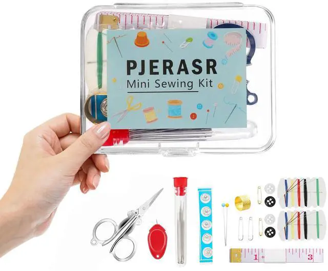 Main image of Min Sewing Kit, Travel Sewing Kit with Multi-Color Threads, Scissors, Needles, Buttons, Portable Emergency Sewing Tool Set with Storage Case, Adults Sewing Repair Kit for Craft Supplies