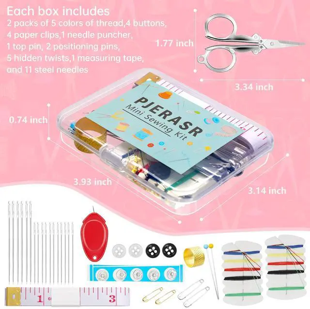 Alt view image 2 of 7 - Min Sewing Kit, Travel Sewing Kit with Multi-Color Threads, Scissors, Needles, Buttons, Portable Emergency Sewing Tool Set with Storage Case, Adults Sewing Repair Kit for Craft Supplies